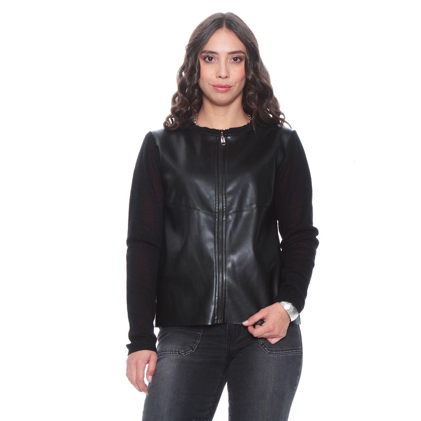 Chaqueta Cuero  Ecologico Manga Larga-0