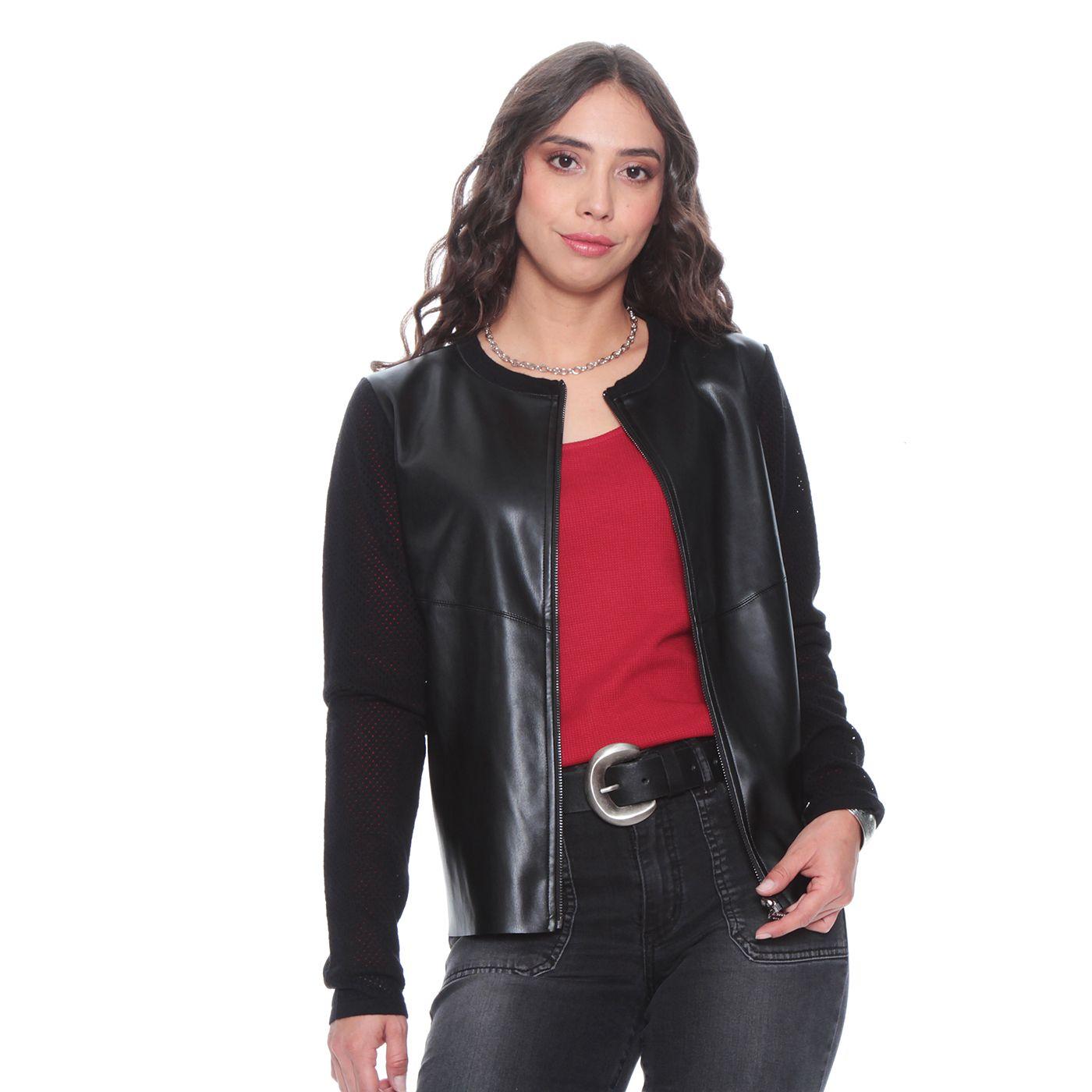 Chaqueta Cuero  Ecologico Manga Larga-4