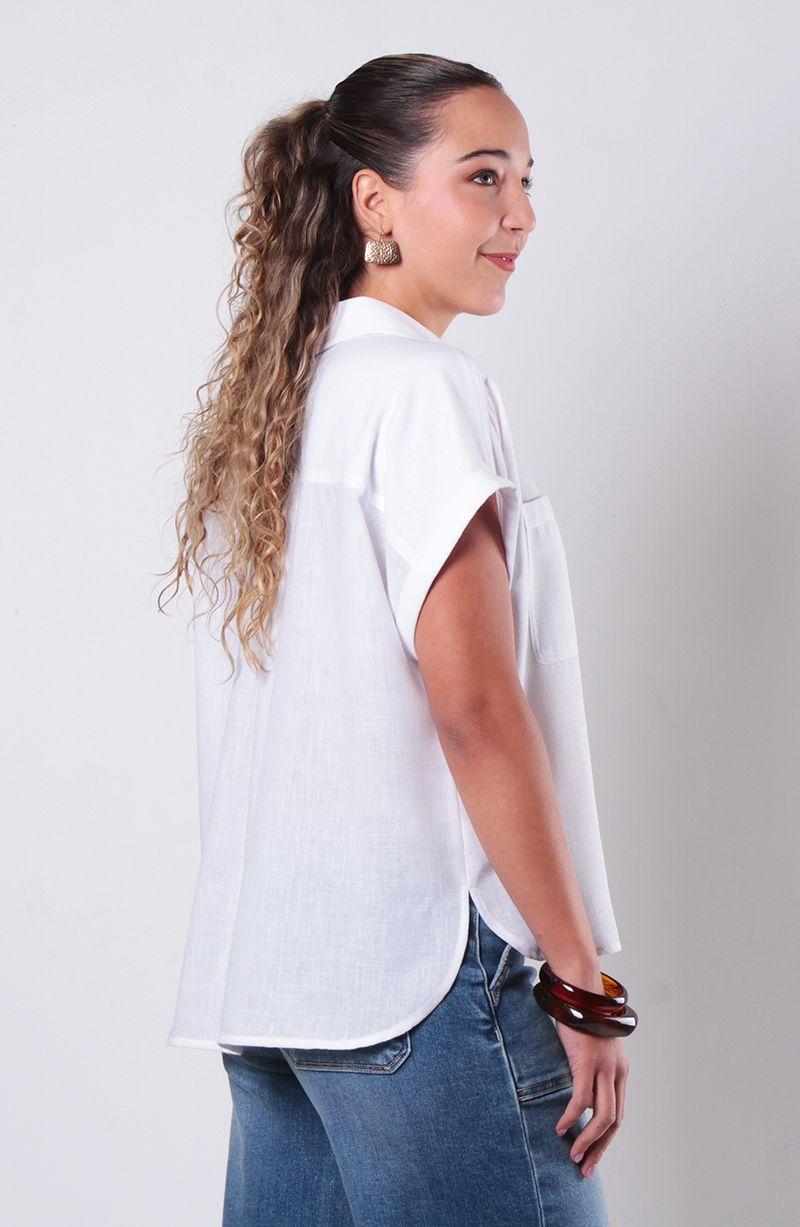 Blusa Manga Corta Abotonada Con Bolsillos-3