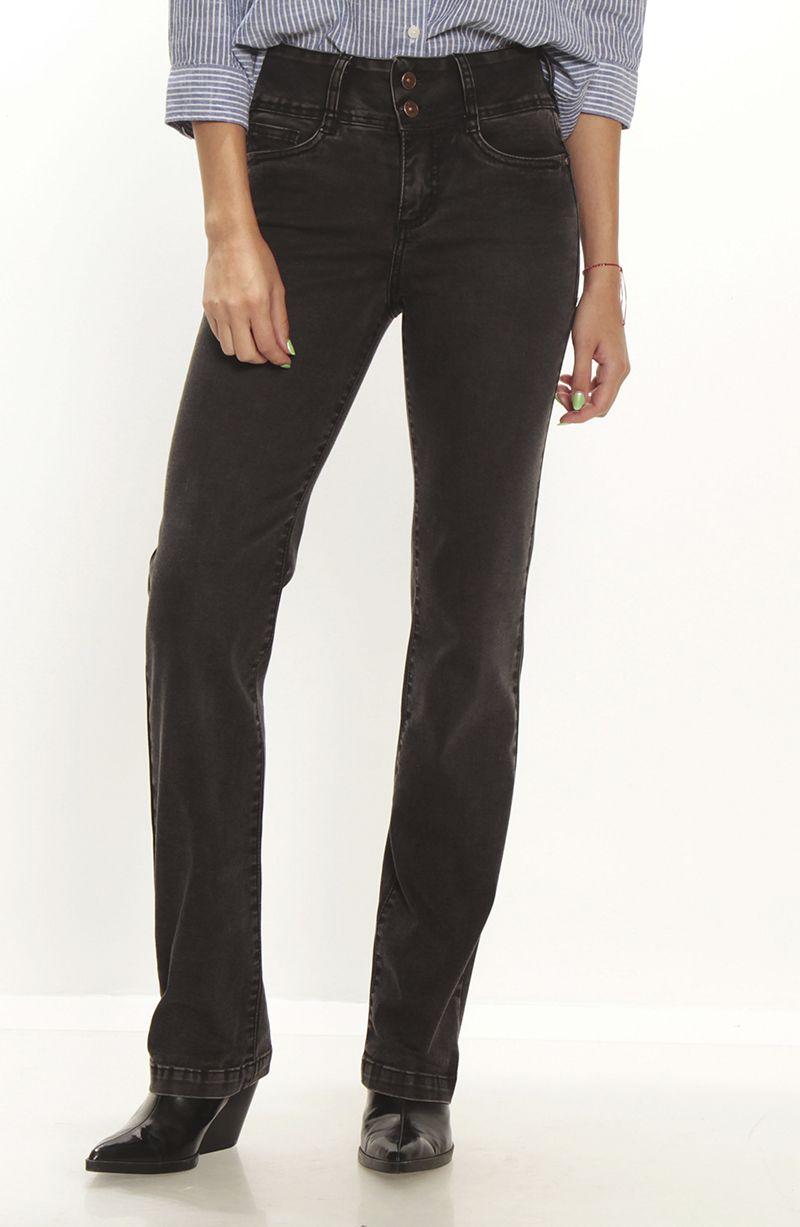 Jeans Tiro Alto Recto  Pretina Alta   Dos Botones-0