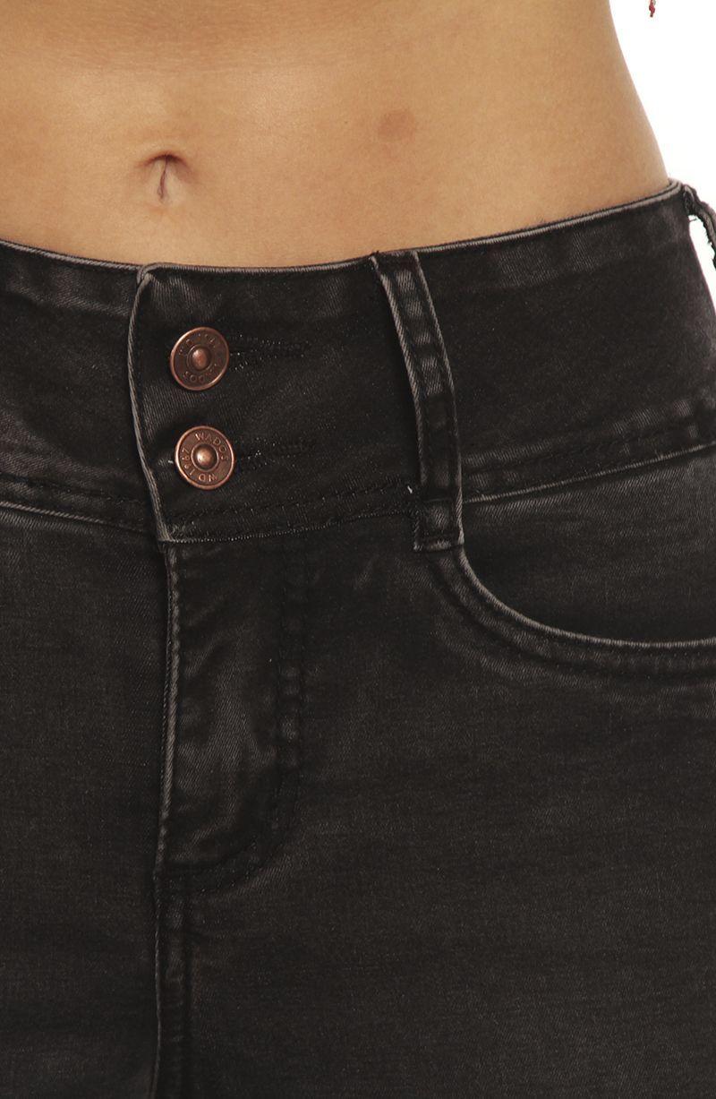 Jeans Tiro Alto Recto  Pretina Alta   Dos Botones-5