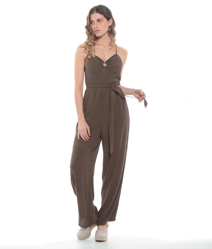 Enterito Con Lazo En Cintura Espalda Elasticada Con Tirantes Cruzados-1