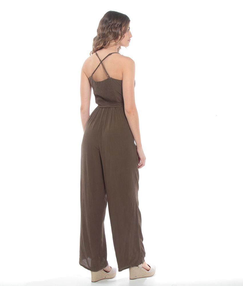 Enterito Con Lazo En Cintura Espalda Elasticada Con Tirantes Cruzados-2