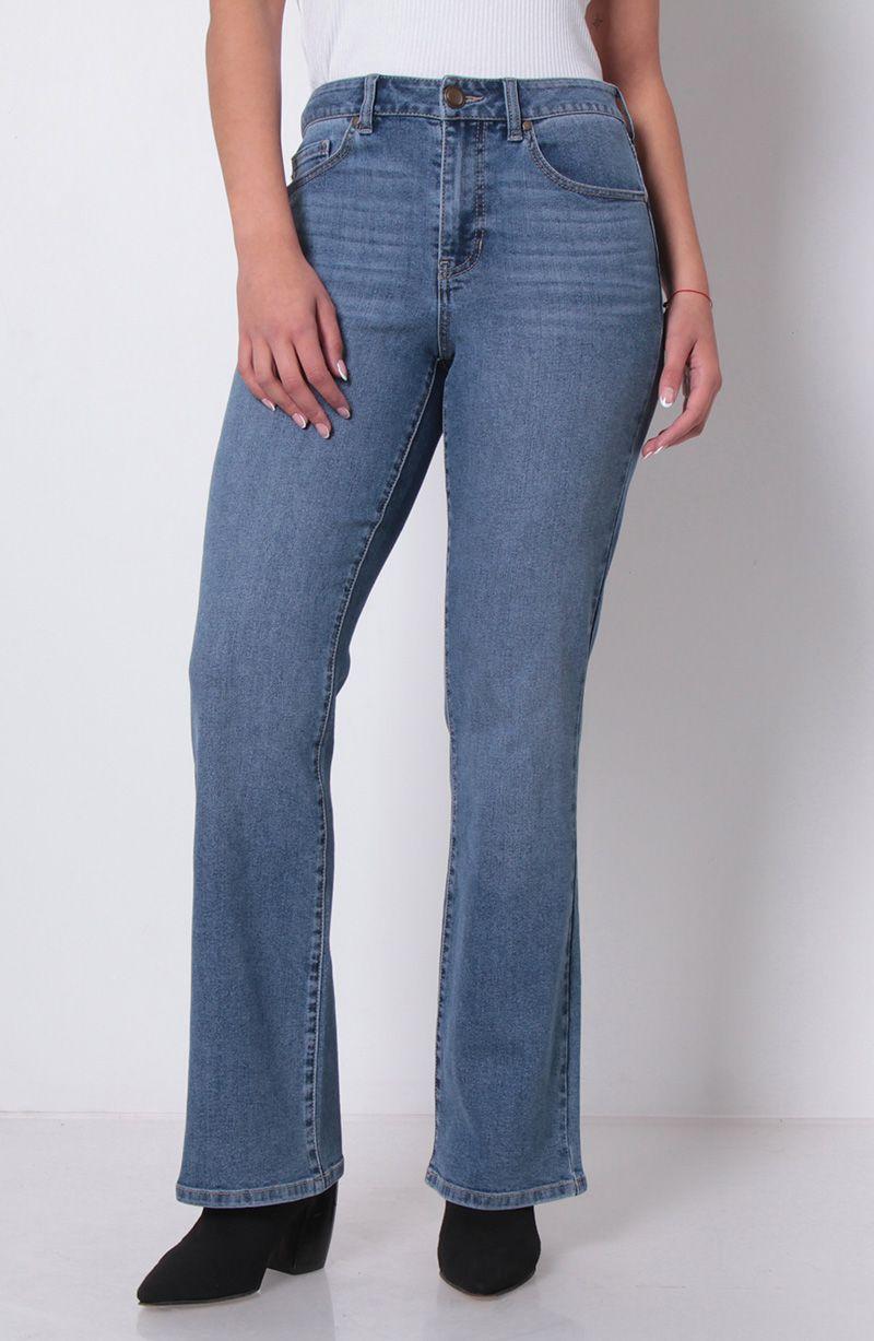 Jeans Recto Tiro  Alto Pretina   Basica 1 Boton-0