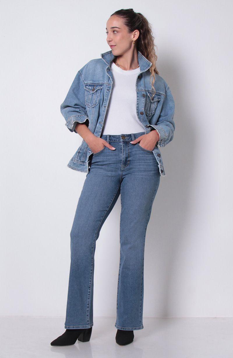 Jeans Recto Tiro  Alto Pretina   Basica 1 Boton-8
