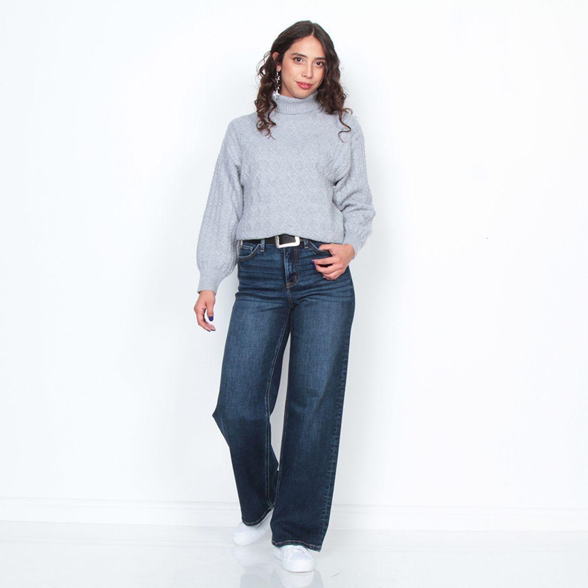 Sweater: Manga Larga Solido Cuello Alto-3