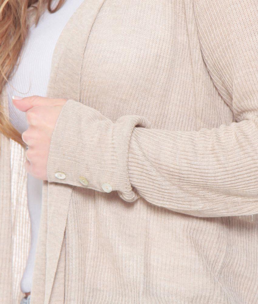 CHALECO ABIERTO MANGA LARGA SOLIDO-0