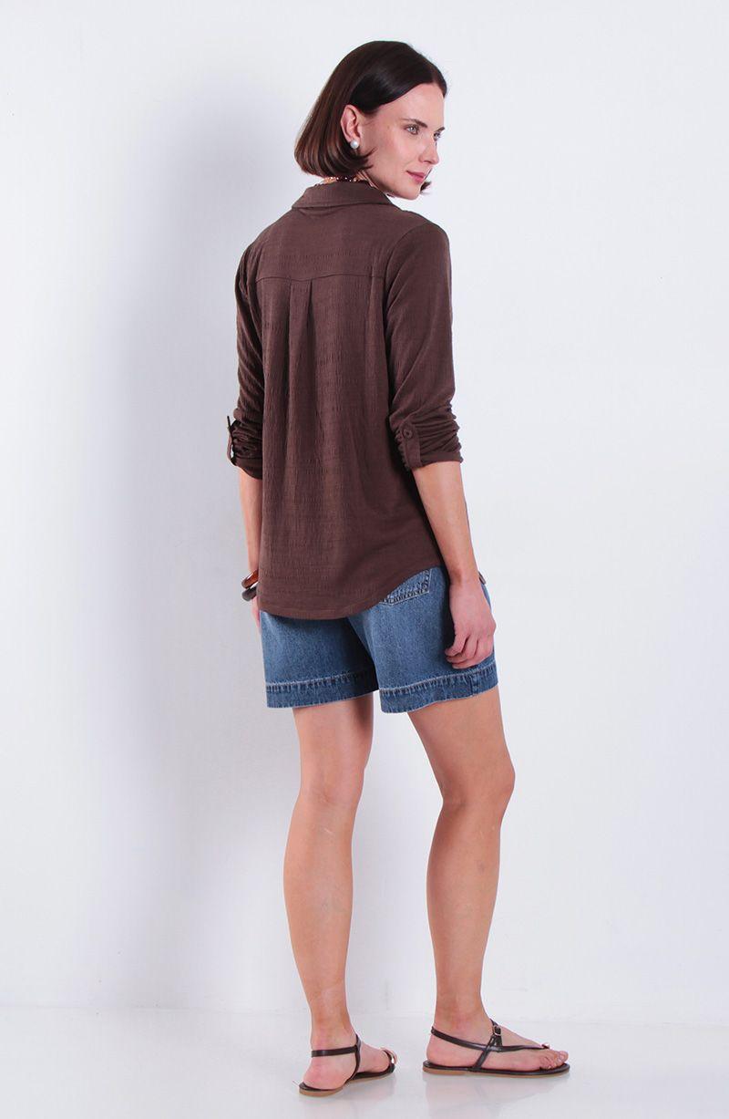 Blusa Manga Larga Abotonada En Delantero Escote V-2