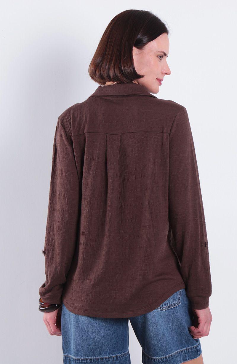 Blusa Manga Larga Abotonada En Delantero Escote V-4