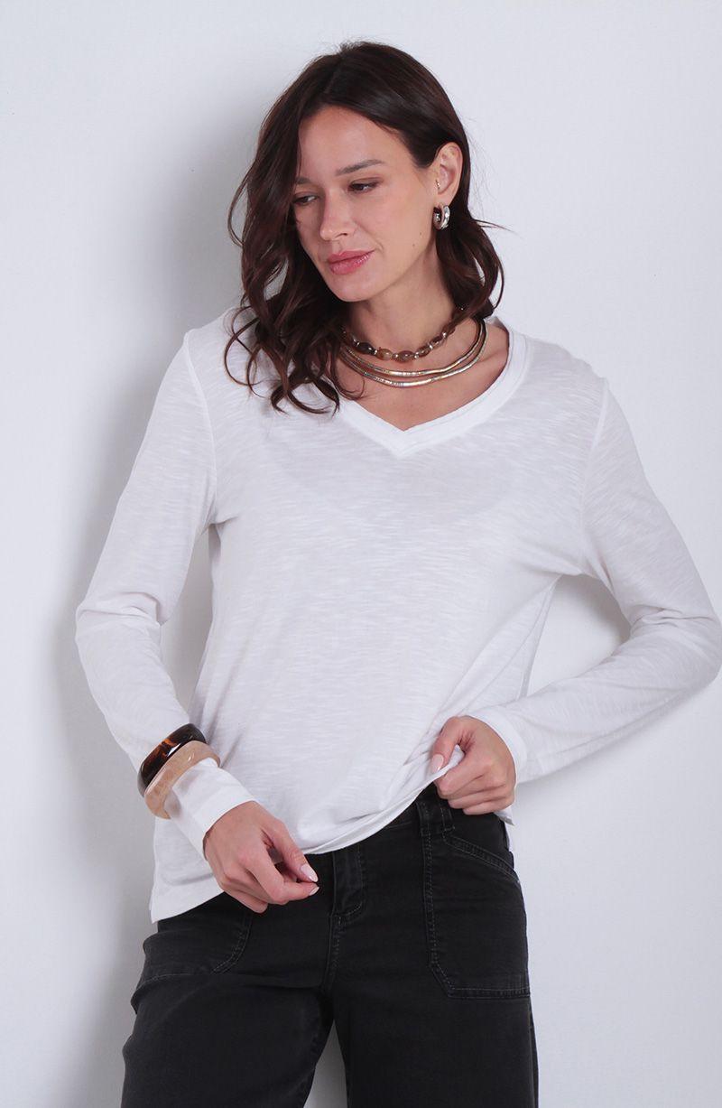 Polera Manga  Larga  Escote V-0
