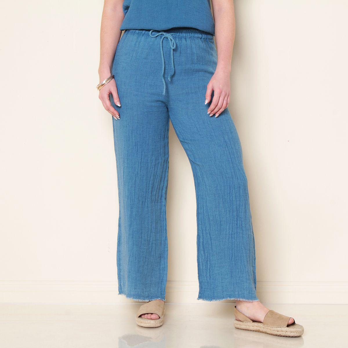 Pantalon Recto Solid Cintura Ajustable Y Basta Desflecada-0