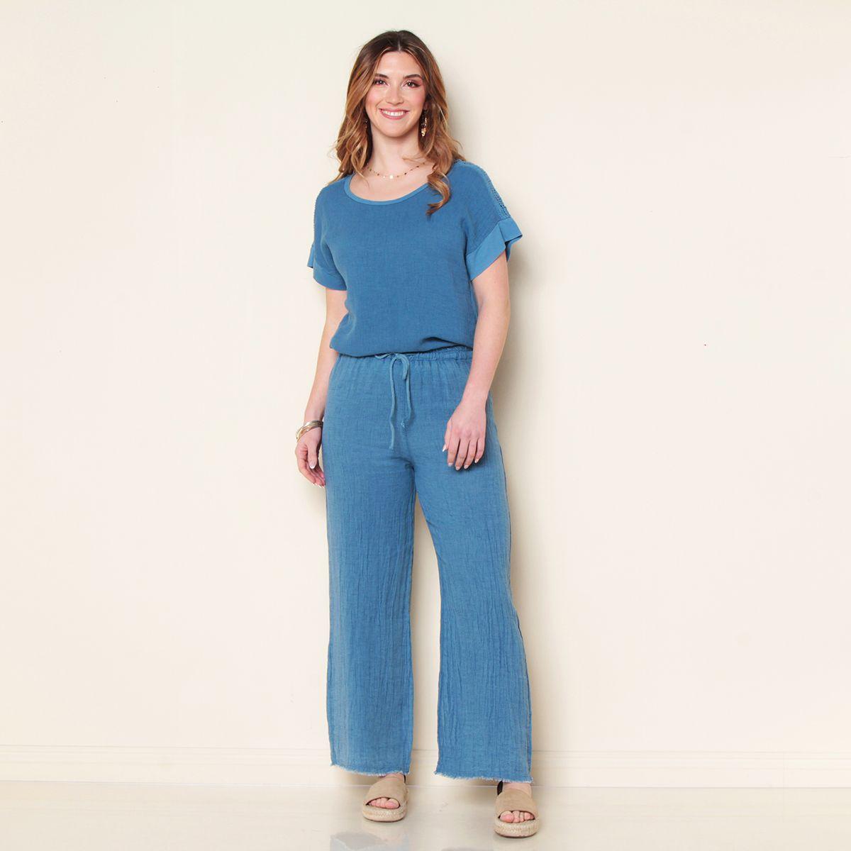 Pantalon Recto Solid Cintura Ajustable Y Basta Desflecada-4