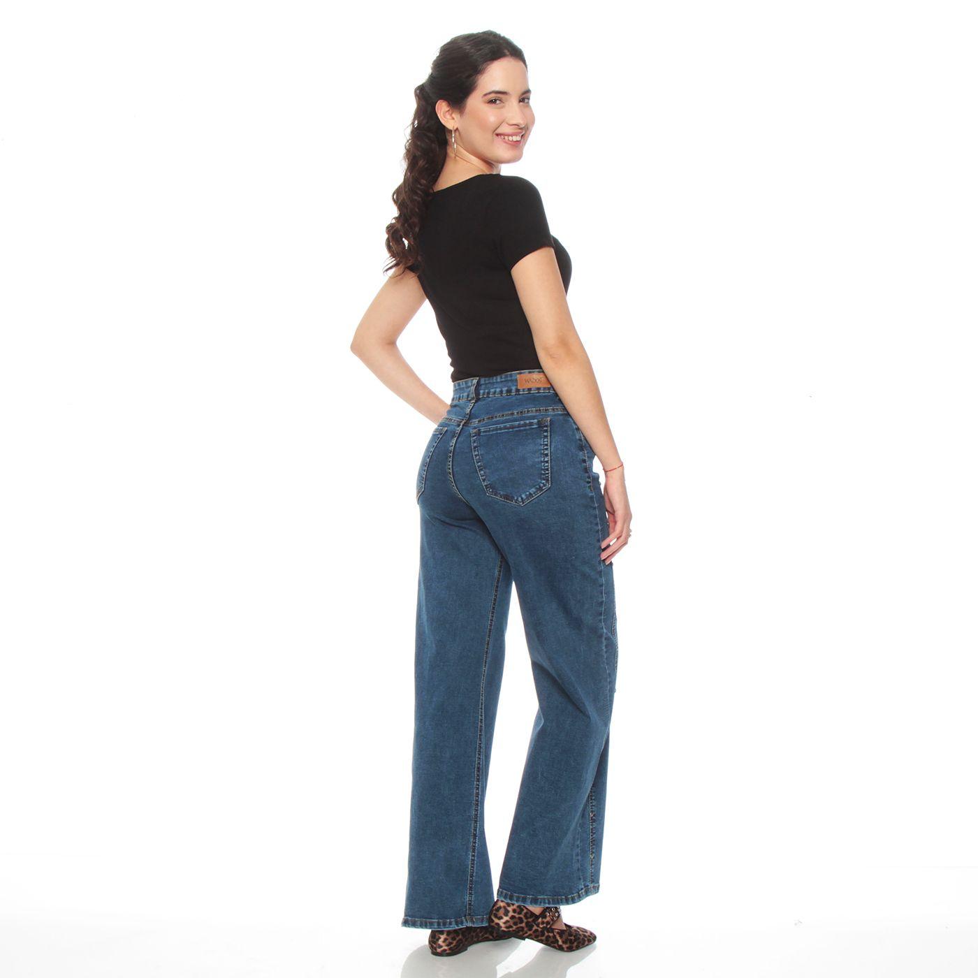 Jeans Wide Leg Costadillo Tiro Alto Pretina Basica 1 Boton Tachas-6
