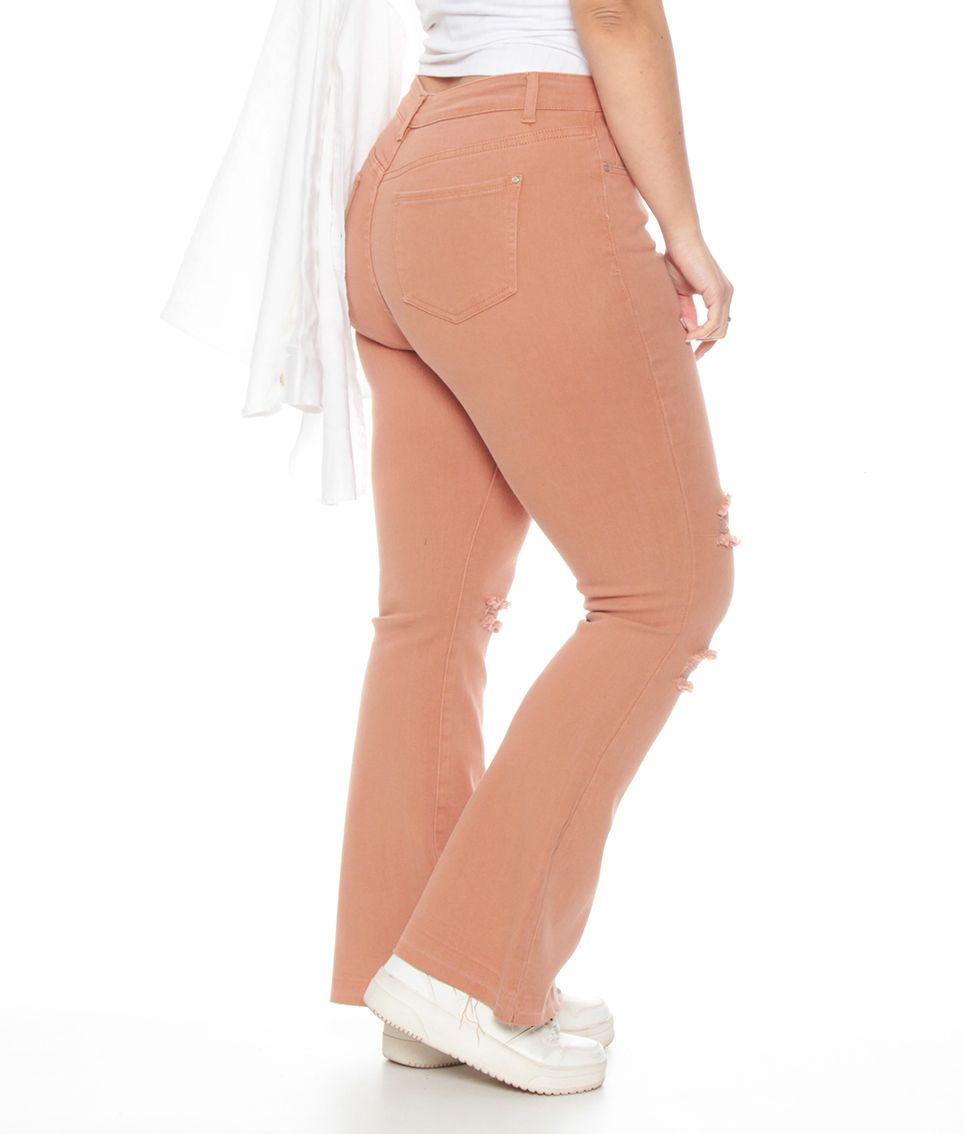 JEANS BASICO FLARE COLOR TIRO ALTO BASTA S/TER PRETINA BASICA UN BOTON-1