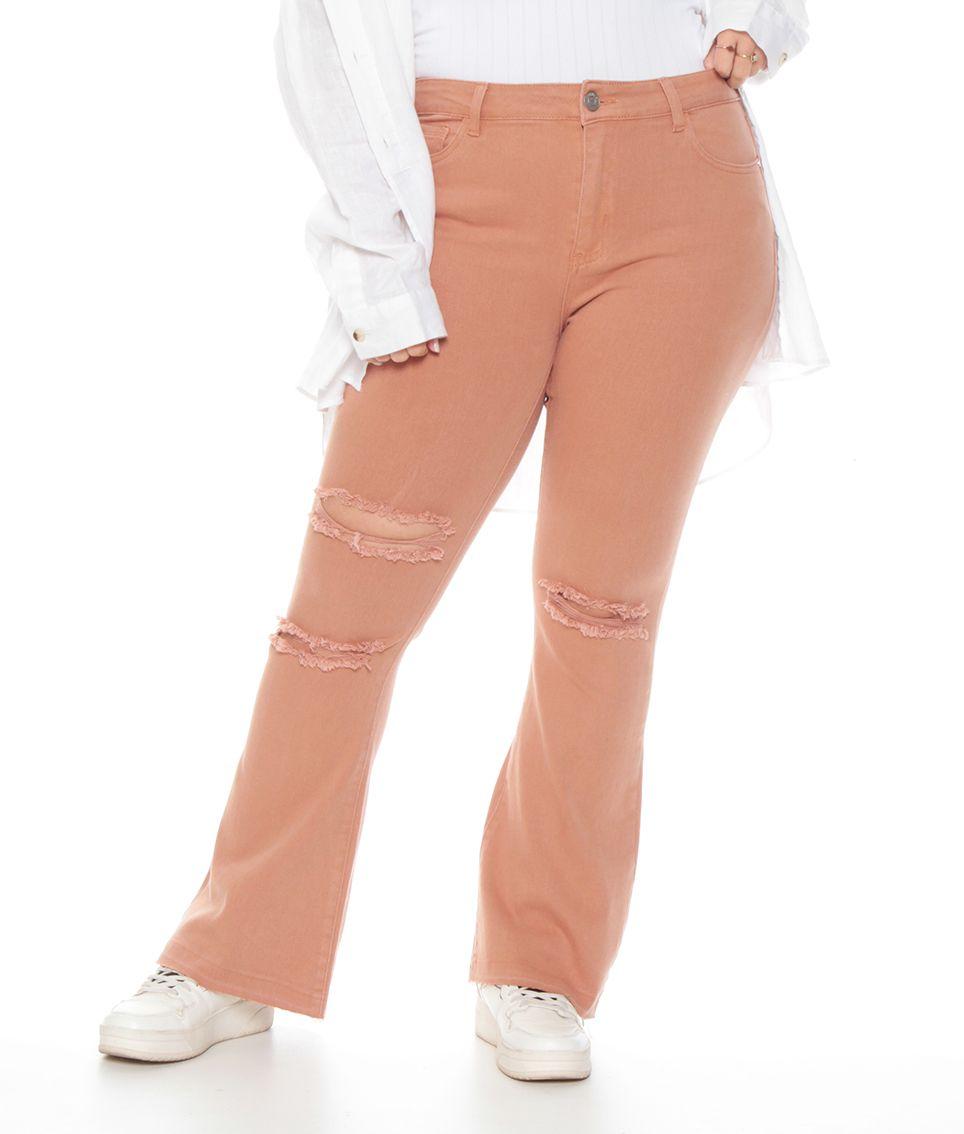 JEANS BASICO FLARE COLOR TIRO ALTO BASTA S/TER PRETINA BASICA UN BOTON-3