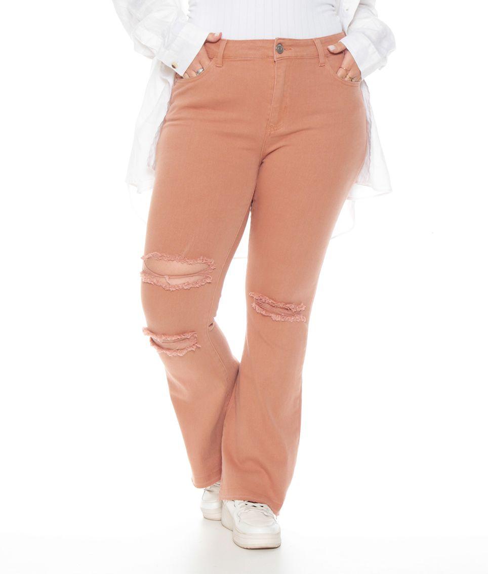 JEANS BASICO FLARE COLOR TIRO ALTO BASTA S/TER PRETINA BASICA UN BOTON-5