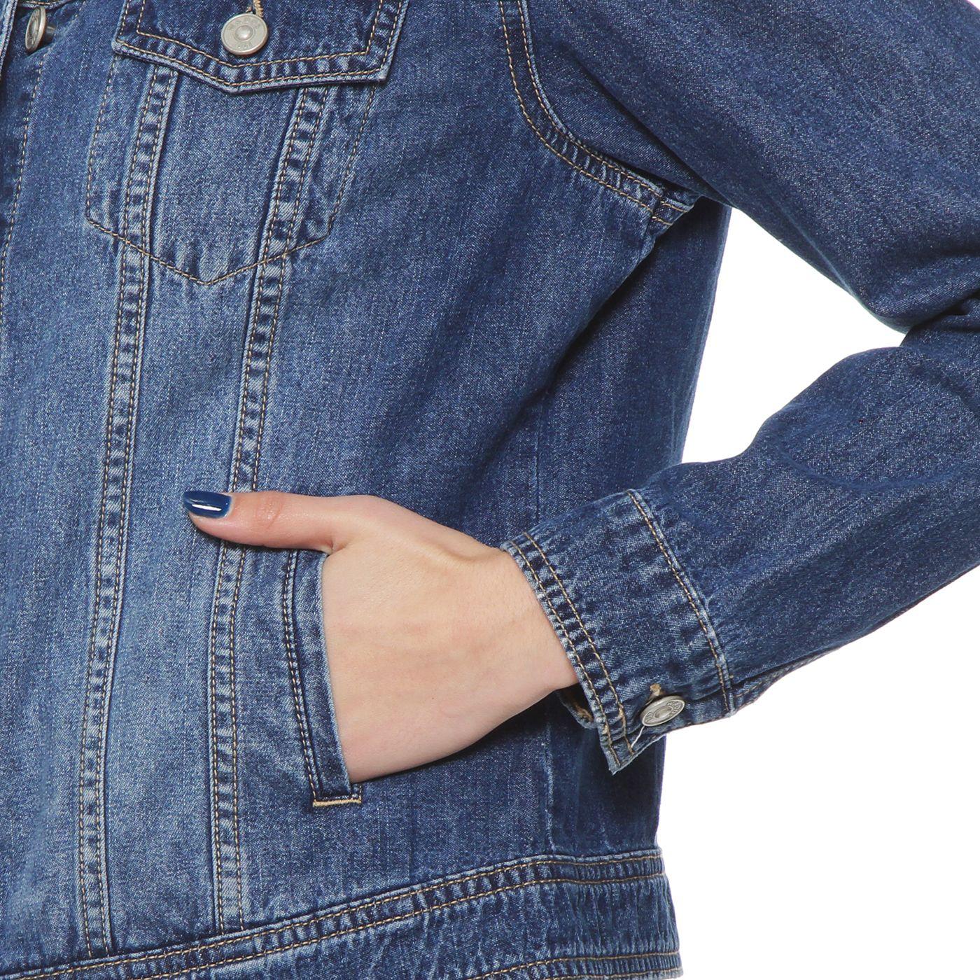 Chaqueta Denim Manga Larga Abotonada En Delantero-2