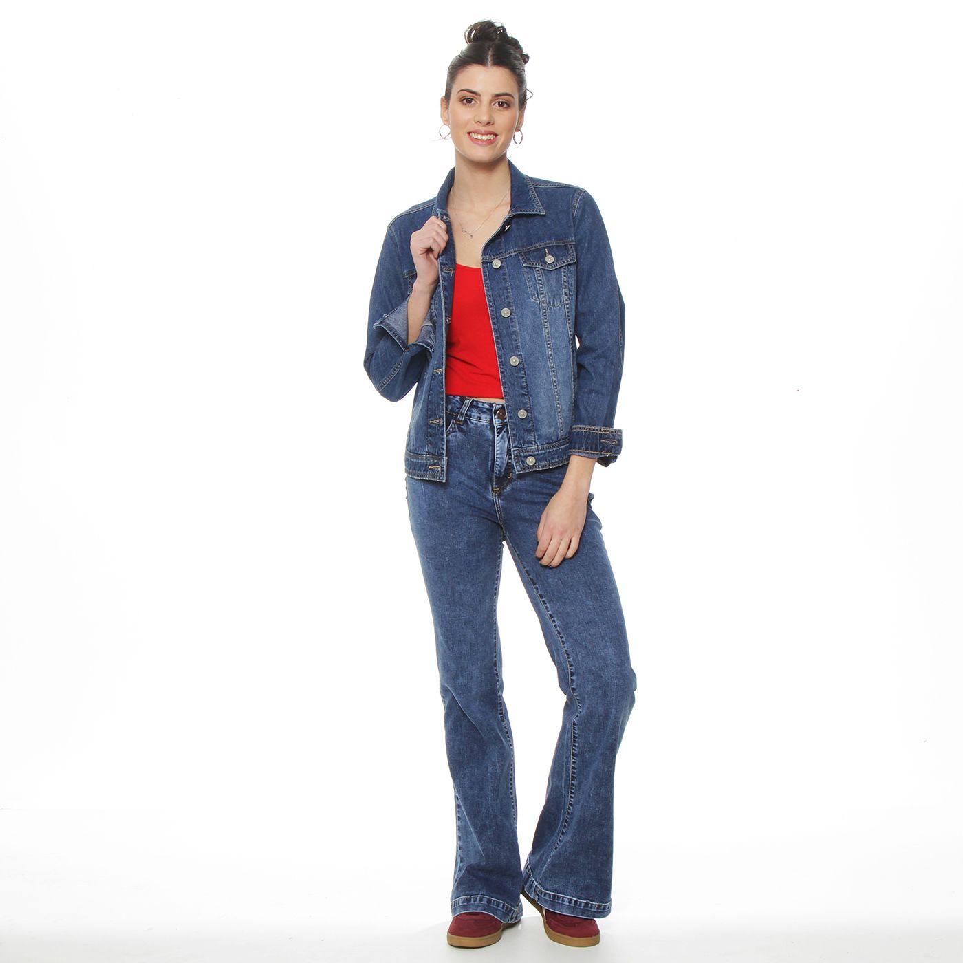 Chaqueta Denim Manga Larga Abotonada En Delantero-3