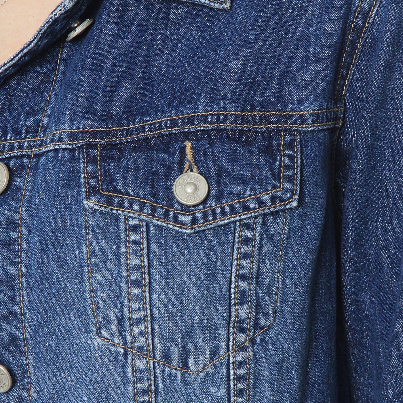 Chaqueta Denim Manga Larga Abotonada En Delantero-6
