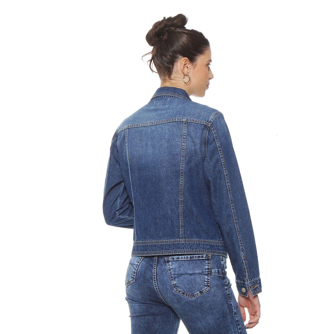 Chaqueta Denim Manga Larga Abotonada En Delantero-8