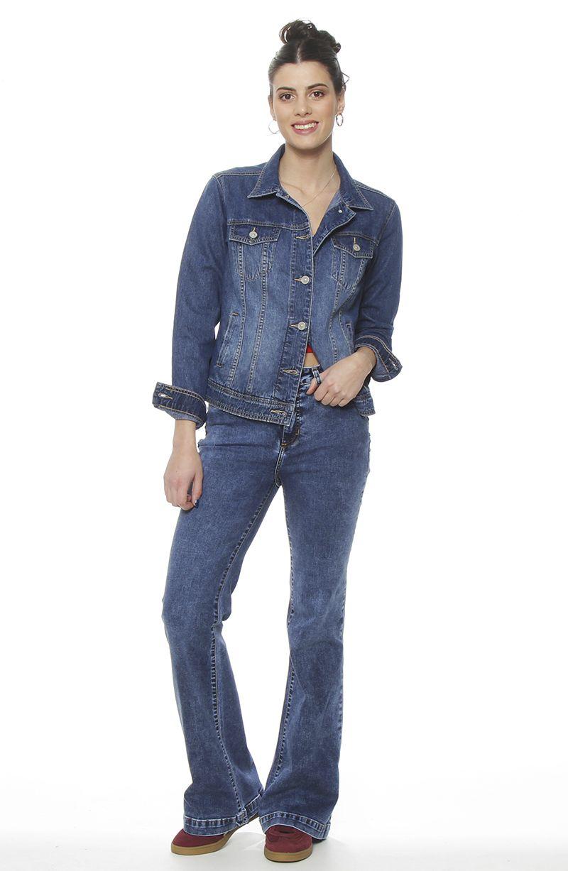 Chaqueta Denim Manga Larga Abotonada En Delantero-2