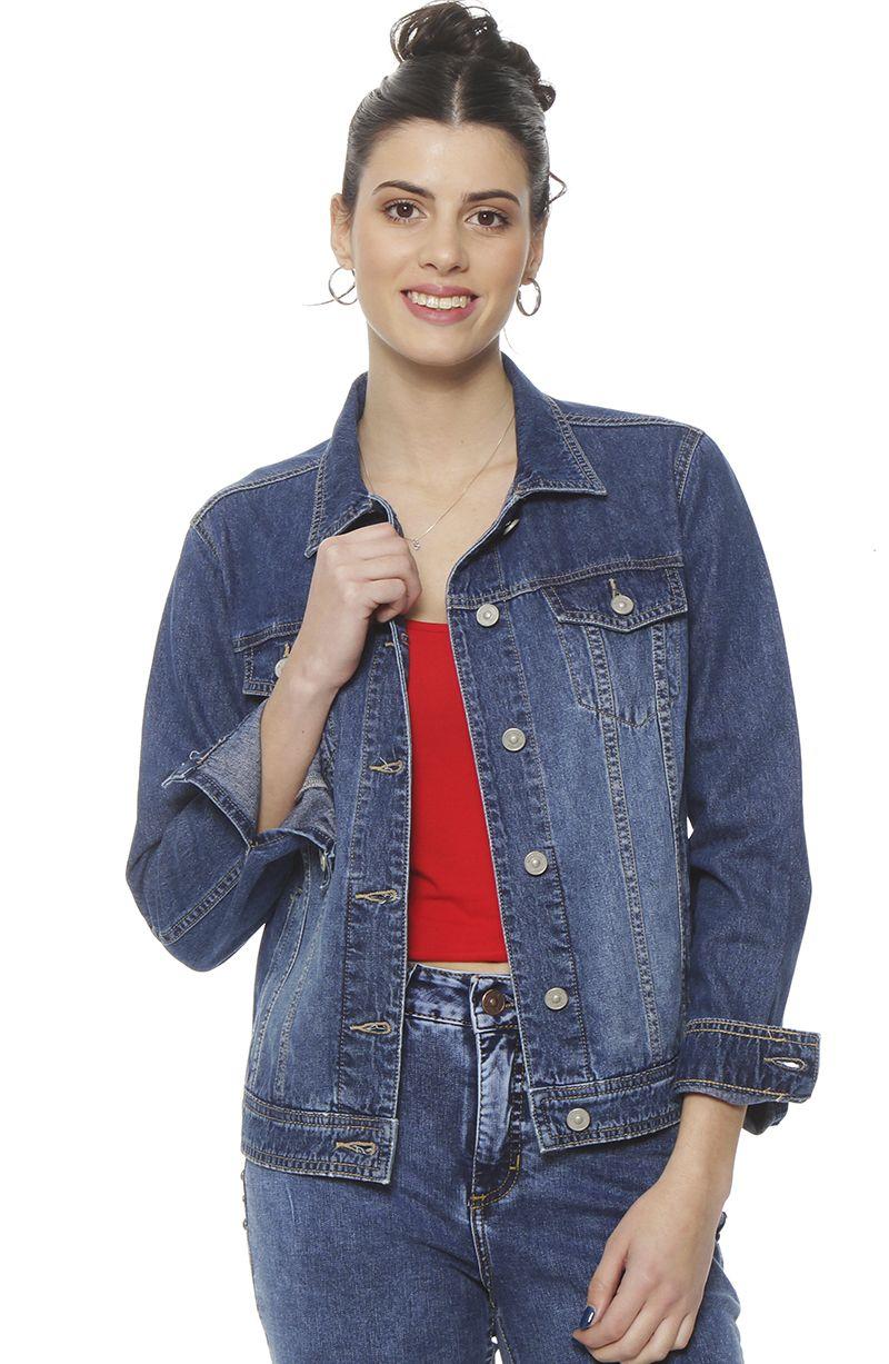 Chaqueta Denim Manga Larga Abotonada En Delantero-4