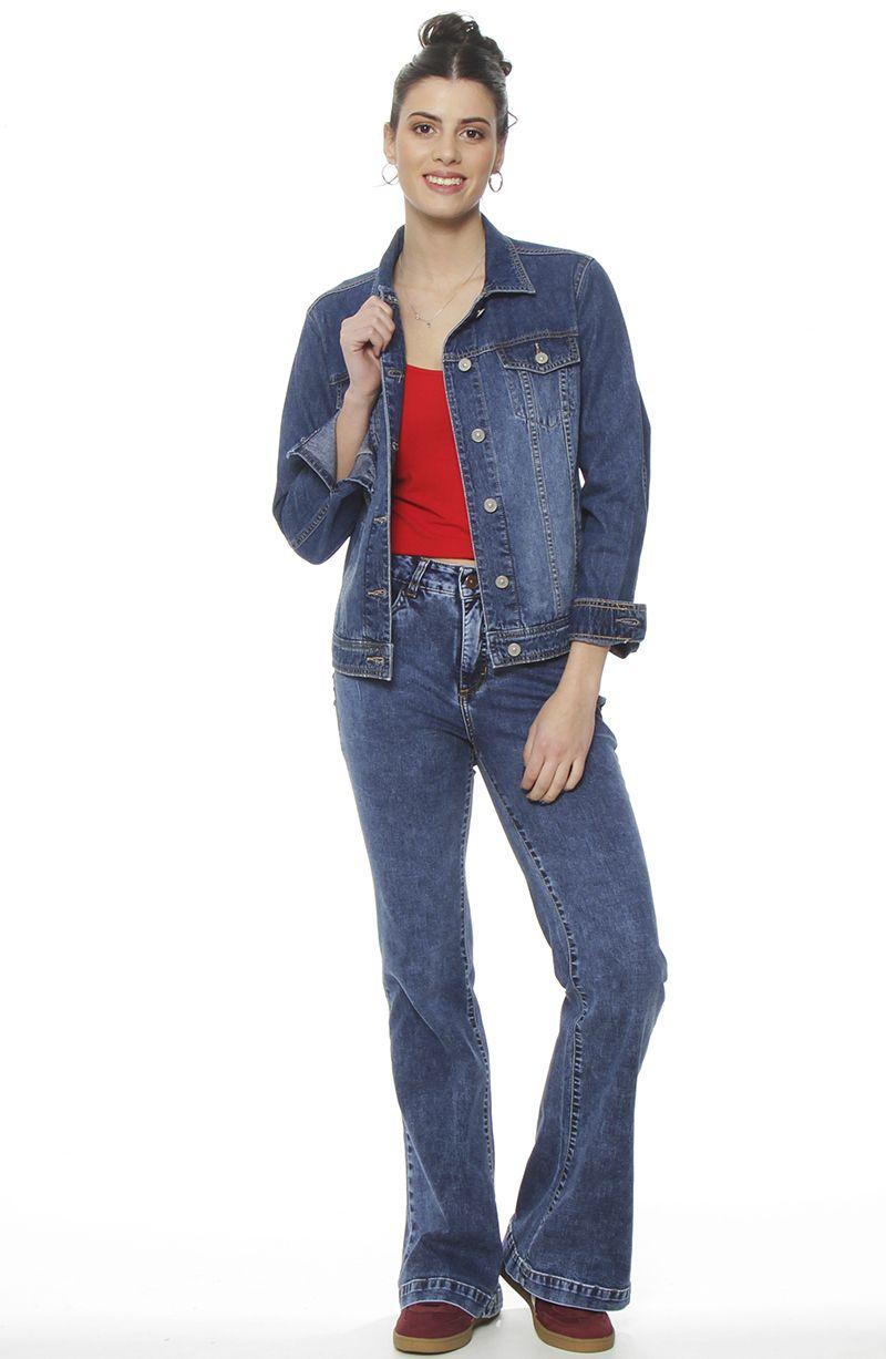 Chaqueta Denim Manga Larga Abotonada En Delantero-5