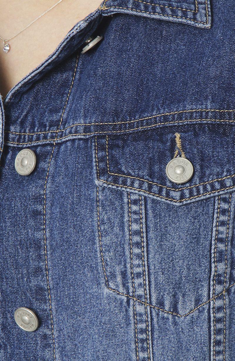Chaqueta Denim Manga Larga Abotonada En Delantero-7