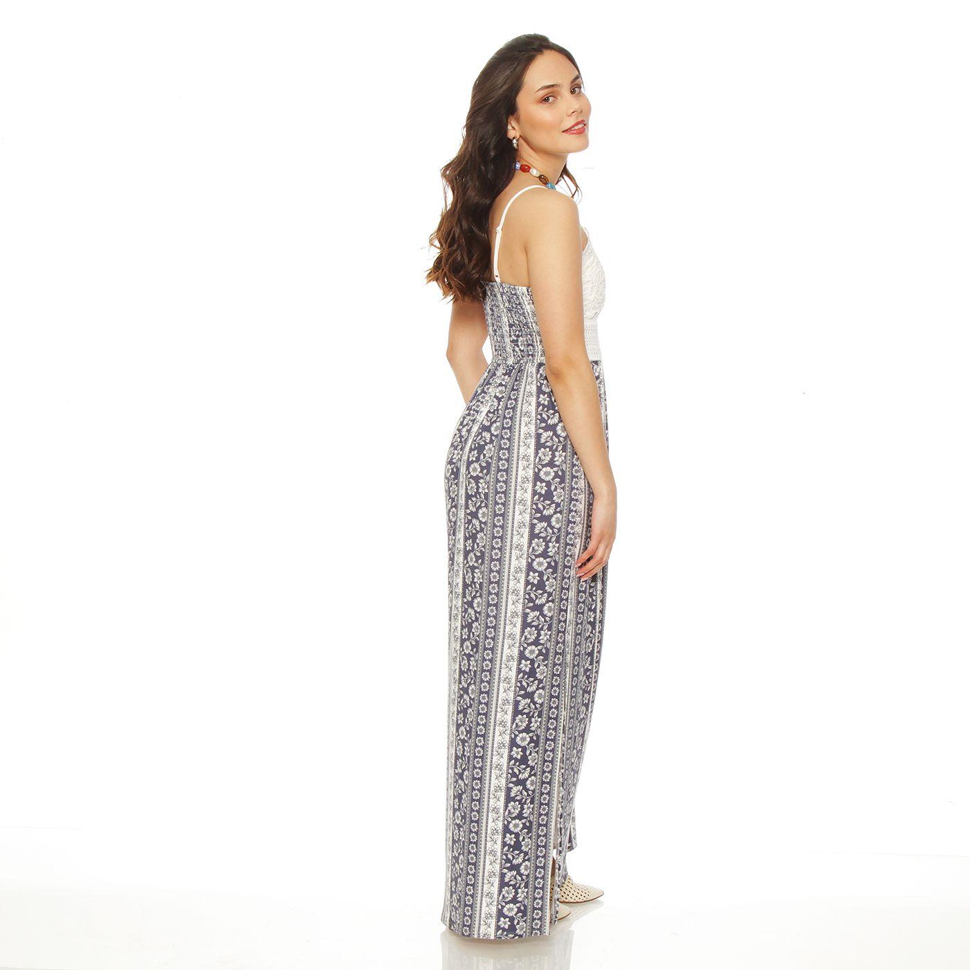 Vestido Sin Manga Estampado Con Aplicacion En Busto-1