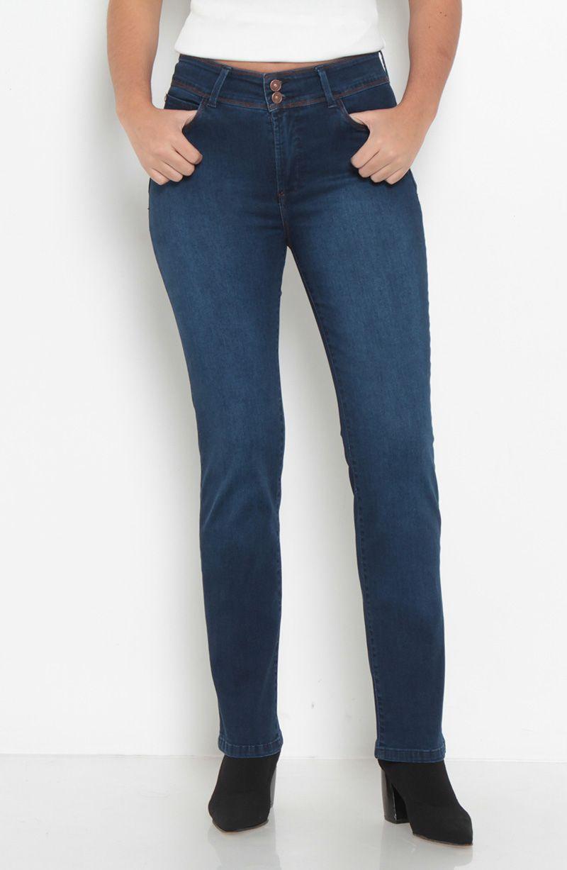 Jeans Pitillo Push Up Tiro Alto Pretina Media Dos Botones-0