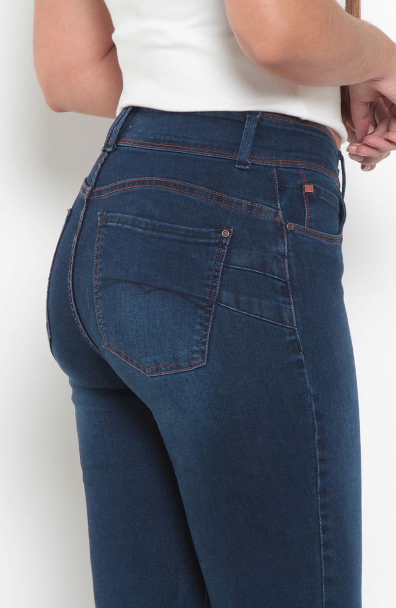 Jeans Pitillo Push Up Tiro Alto Pretina Media Dos Botones-1