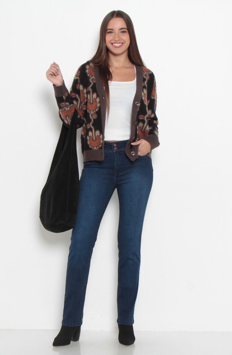 Jeans Pitillo Push Up Tiro Alto Pretina Media Dos Botones-9