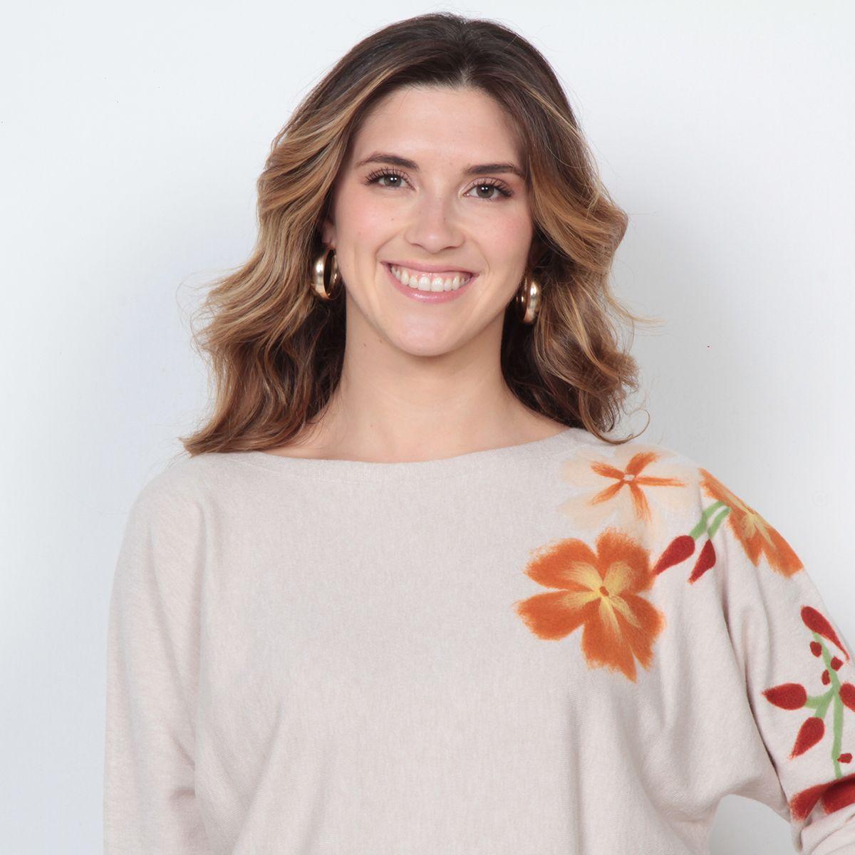 Sweater Manga 3/4 Escote Redondo Con Sublimado En Hombro-2