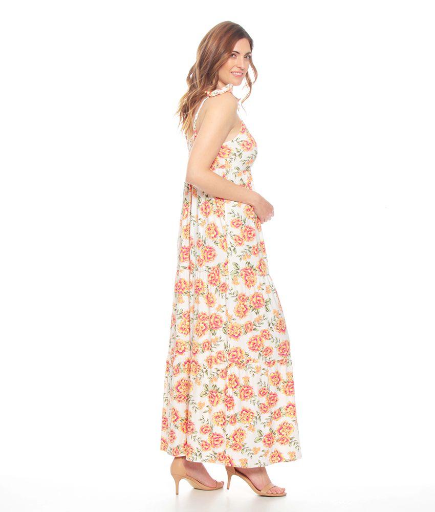 Vestido Sin Manga Pavilo Volante Estampado Escote V-1