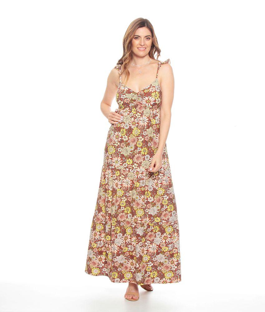 Vestido Sin Manga Pavilo Volante Estampado Escote V-0