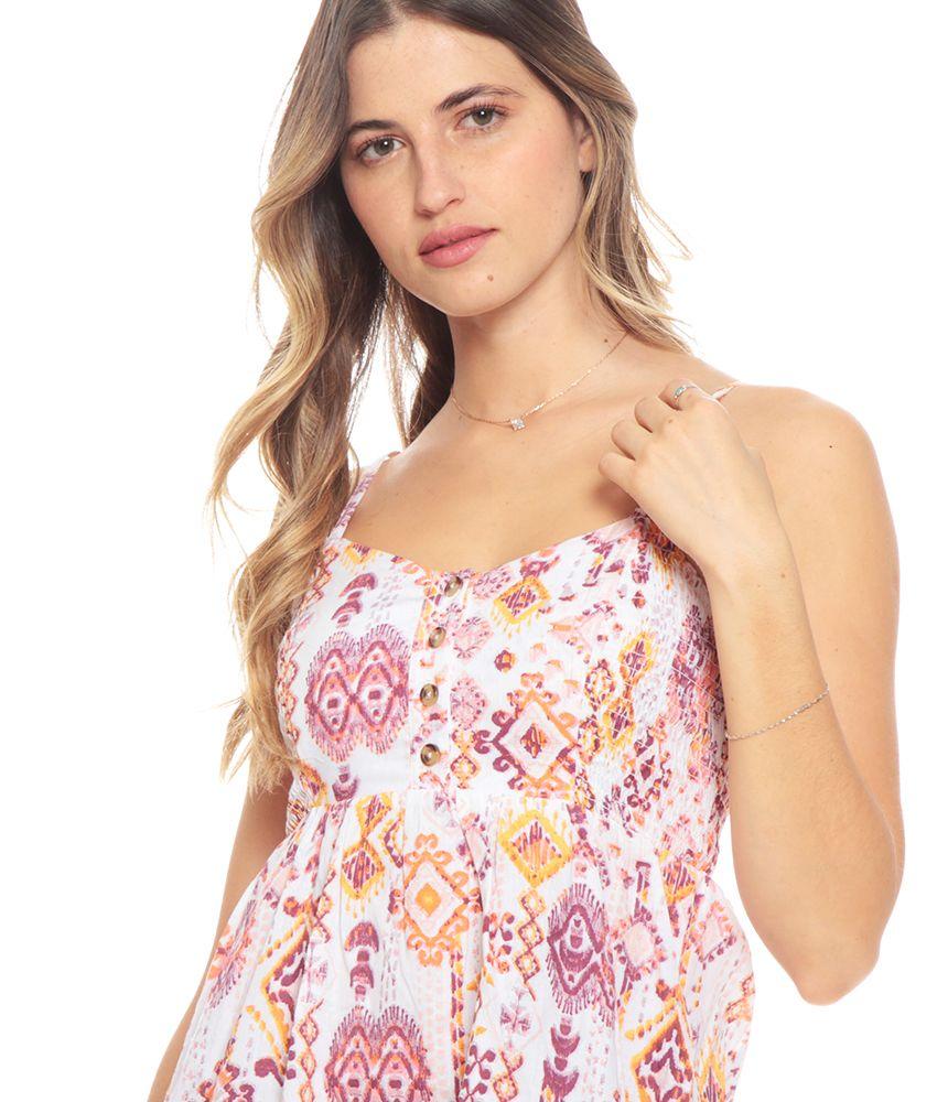 Vestido Sin Manga Tirantes Ajustable Estampado Escote Corazon-2