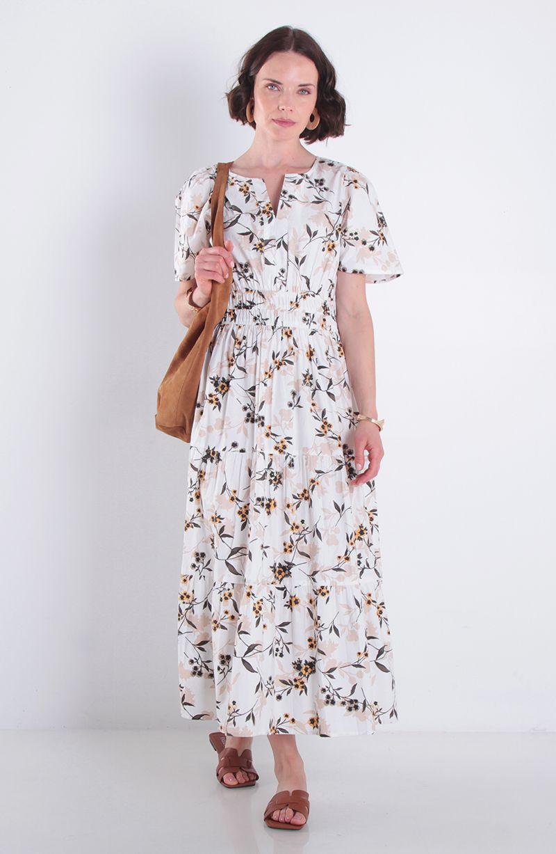 Vestido Estampado Manga Corta Escote V-0