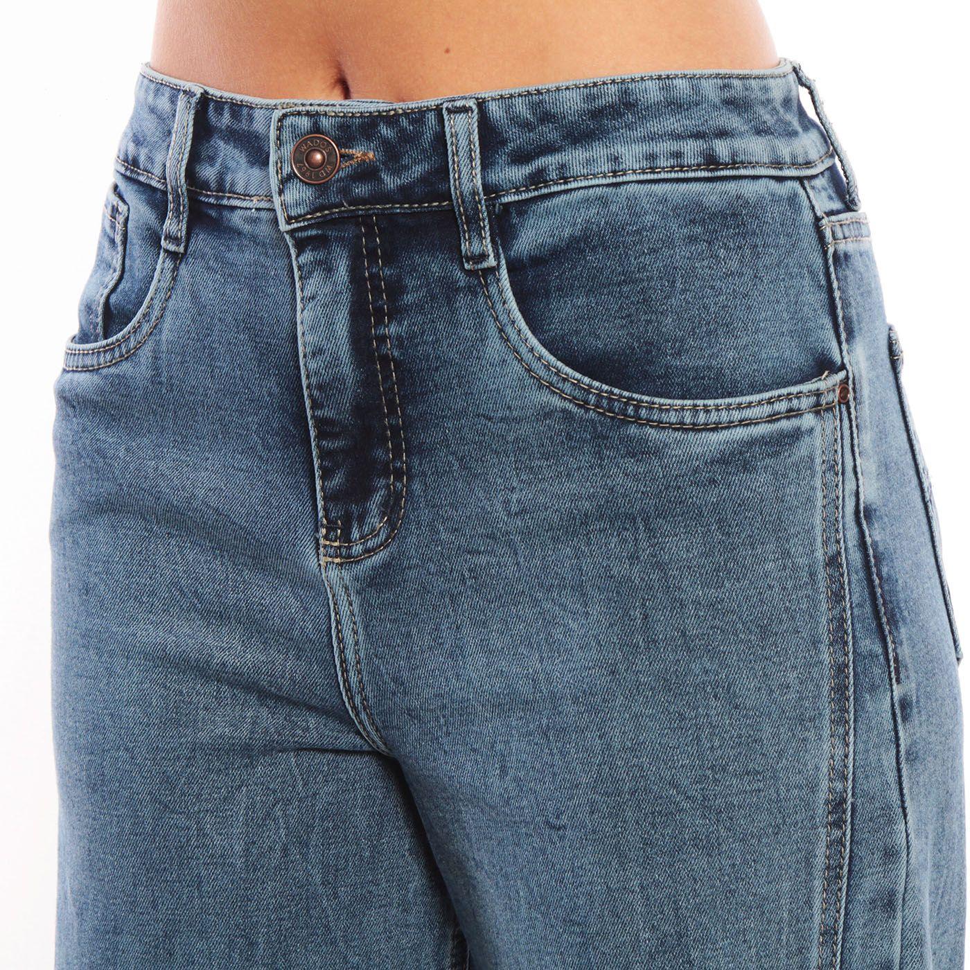 Jeans Wide Leg Tiro Alto Pretina Basica Basta Despegada-1