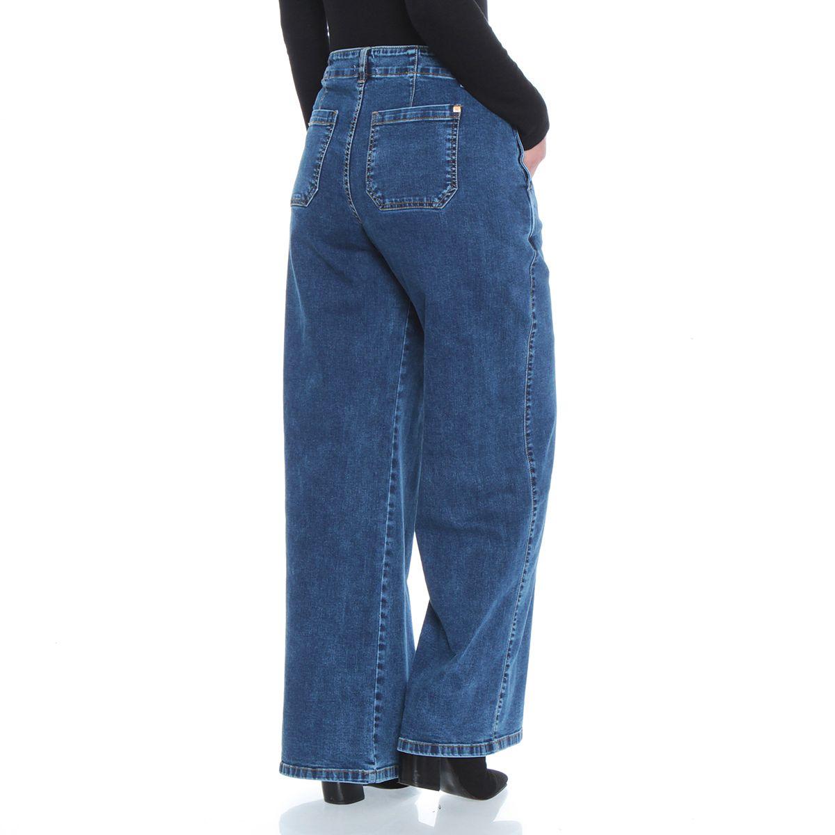 Jeans Wide Leg Tiro Medio Pretina Interna 1 Boton-2