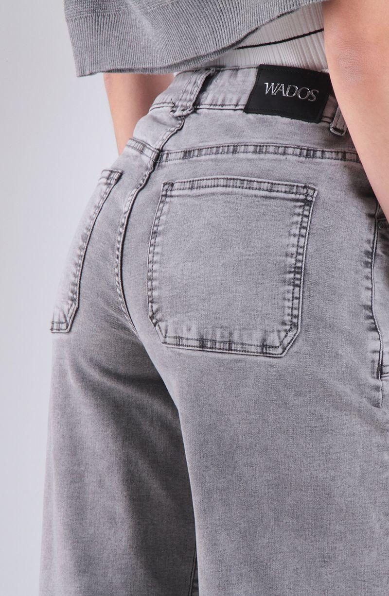 Jeans Wide Leg Tiro Alto Pretina Basica 1 Boton-7