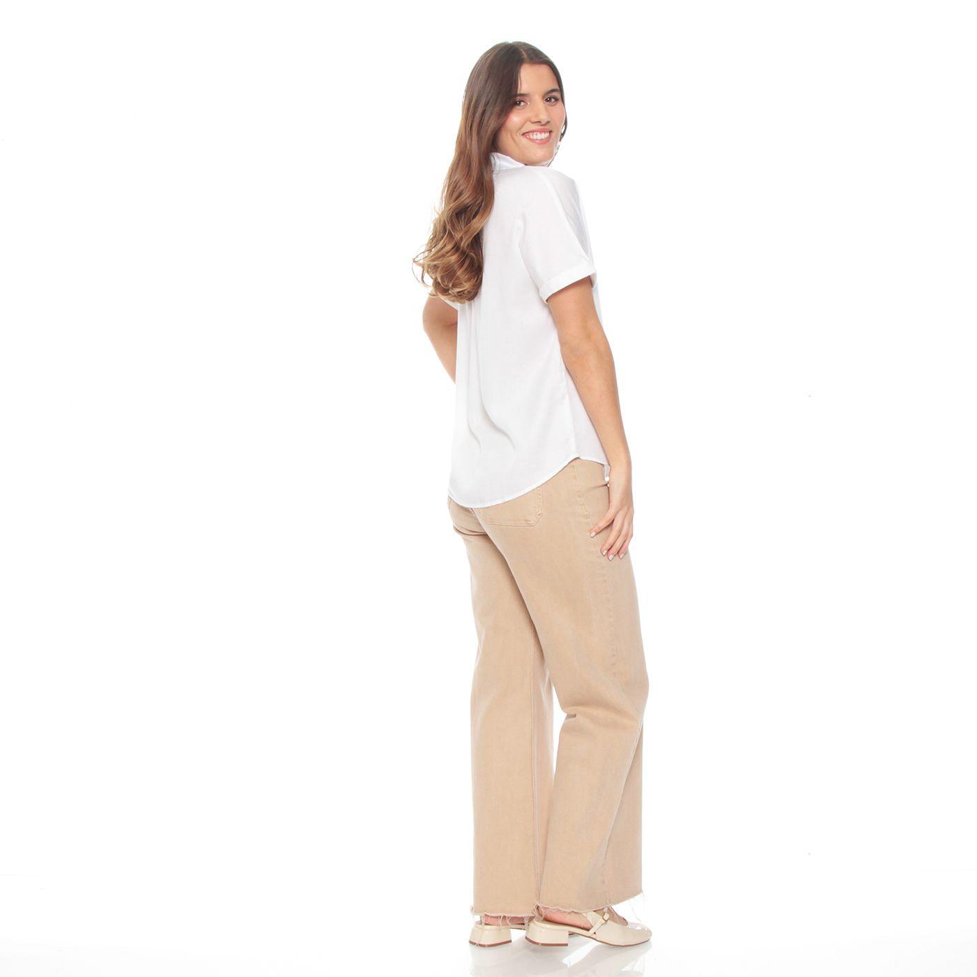 Blusa Manga Corta Lyocell Abotonada En Delantero Y Bolsillo-5