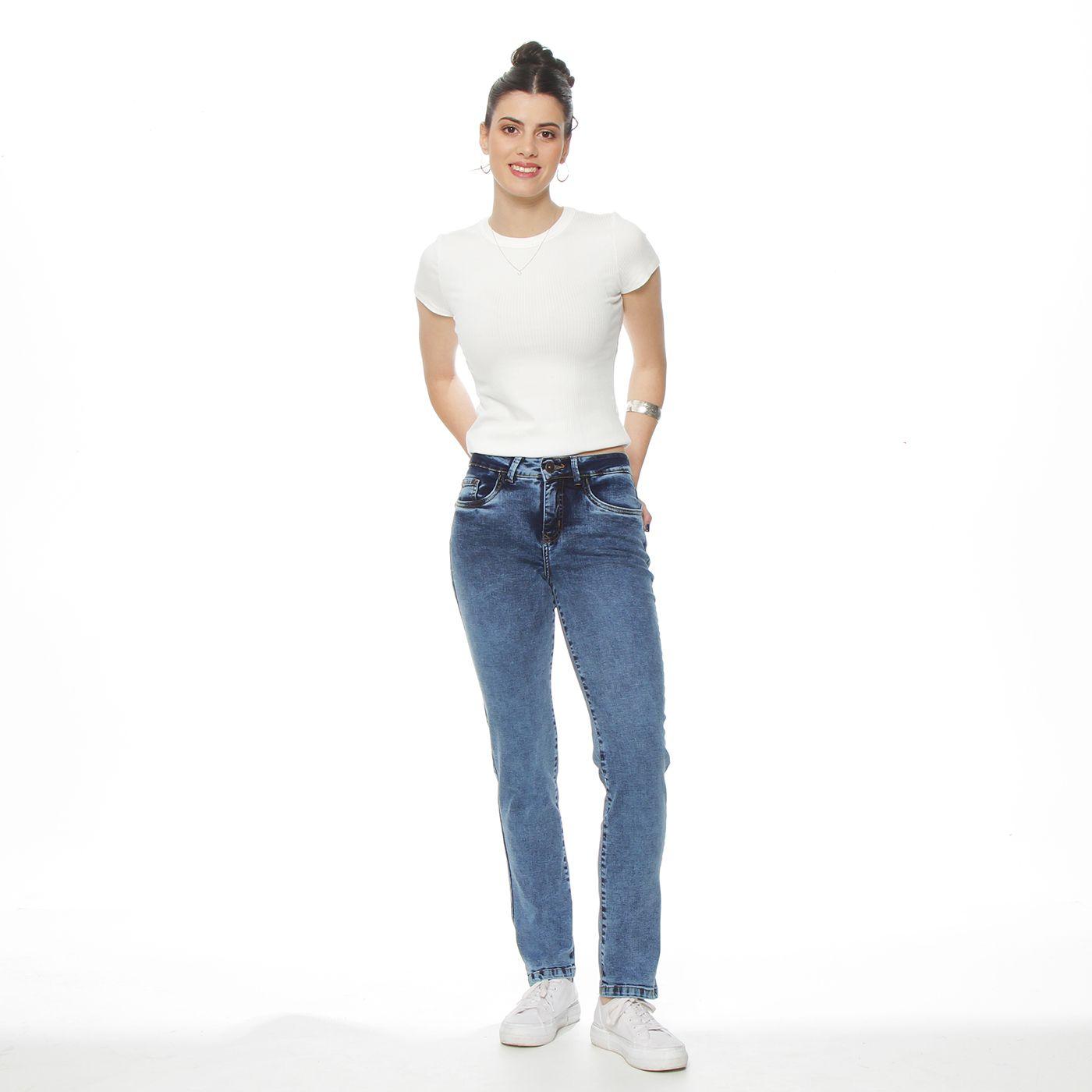 Jeans Slim Tiro Alto Pretina Un Boton Push Up-3