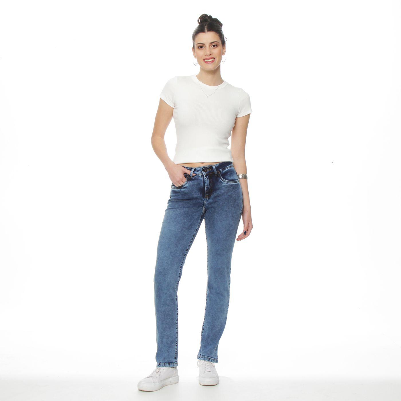 Jeans Slim Tiro Alto Pretina Un Boton Push Up-4