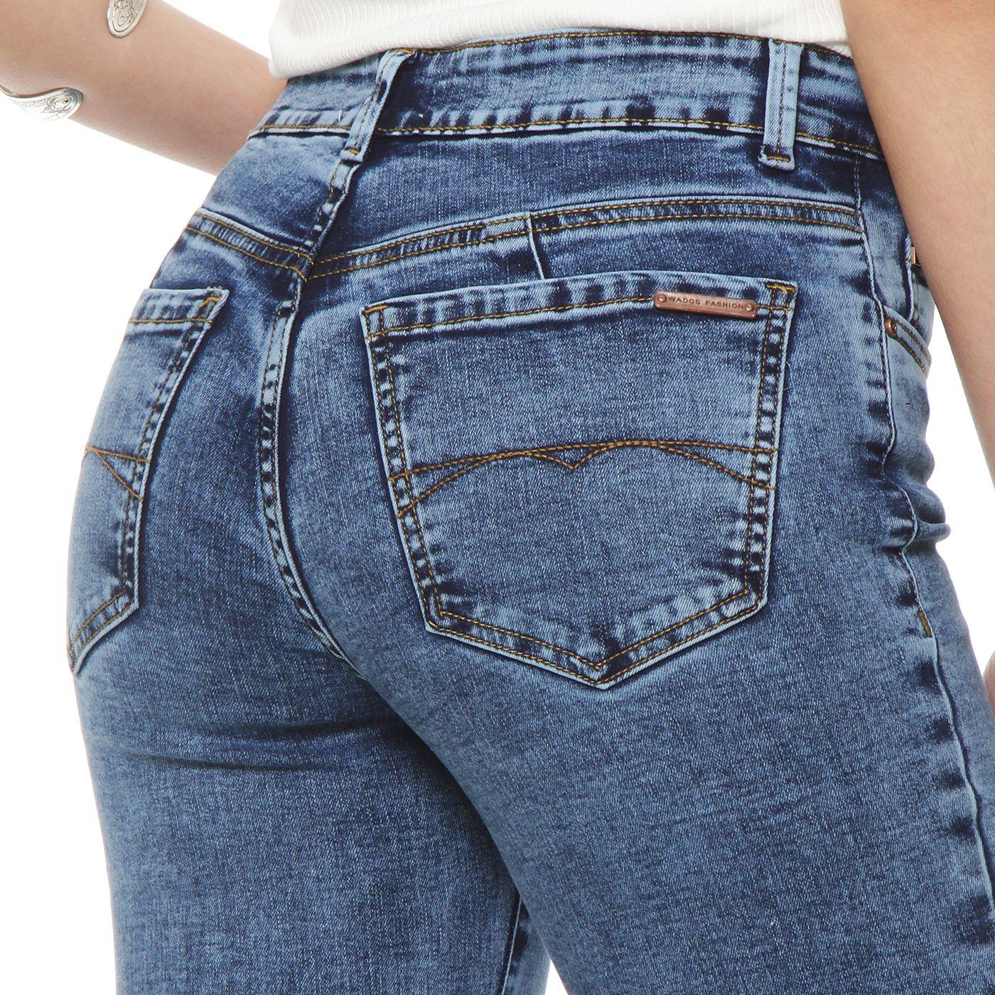 Jeans Slim Tiro Alto Pretina Un Boton Push Up-5
