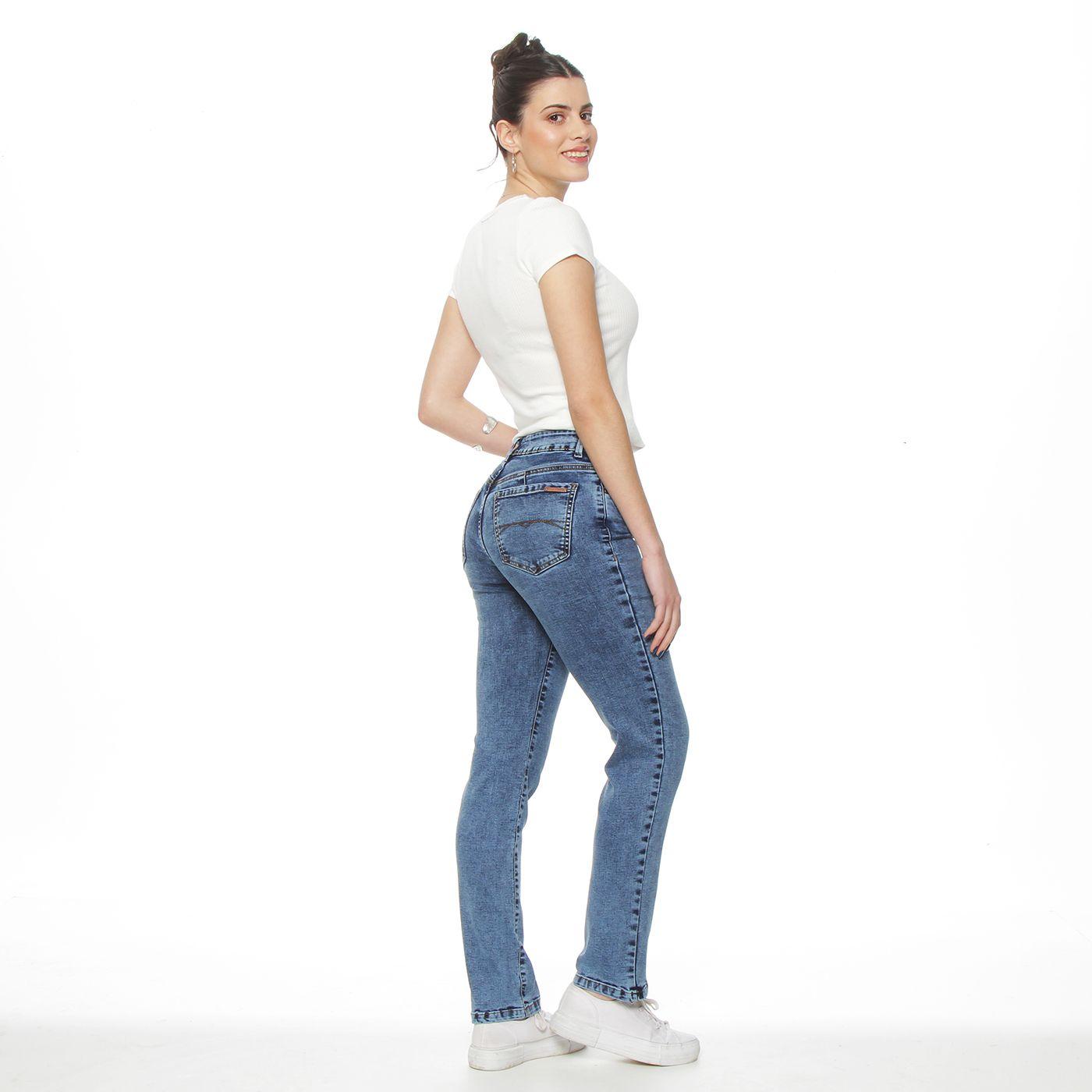 Jeans Slim Tiro Alto Pretina Un Boton Push Up-6