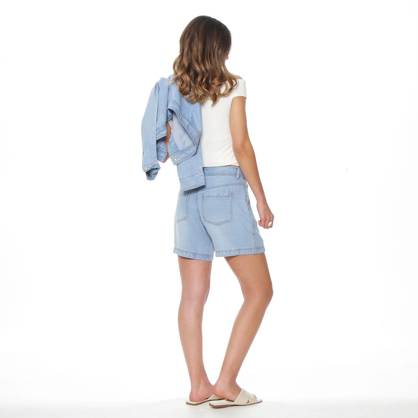 Short Lyocel Tiro Alto  Pretina Basica 1 Boton-7