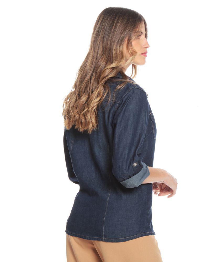 Blusa Manga Larga Ajustable Demim Con Bolsillos Y Tapeta-4