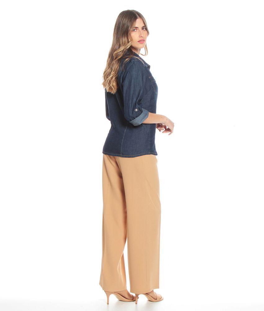Blusa Manga Larga Ajustable Demim Con Bolsillos Y Tapeta-5