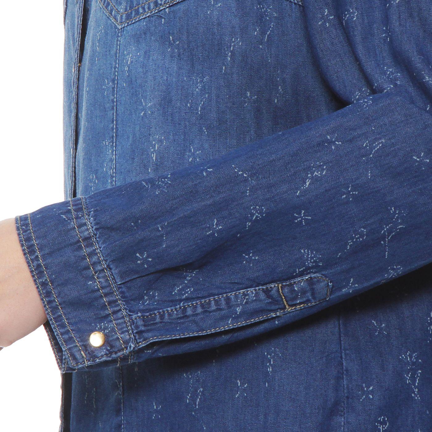 Blusa Denim Cuello Camisero Print-2