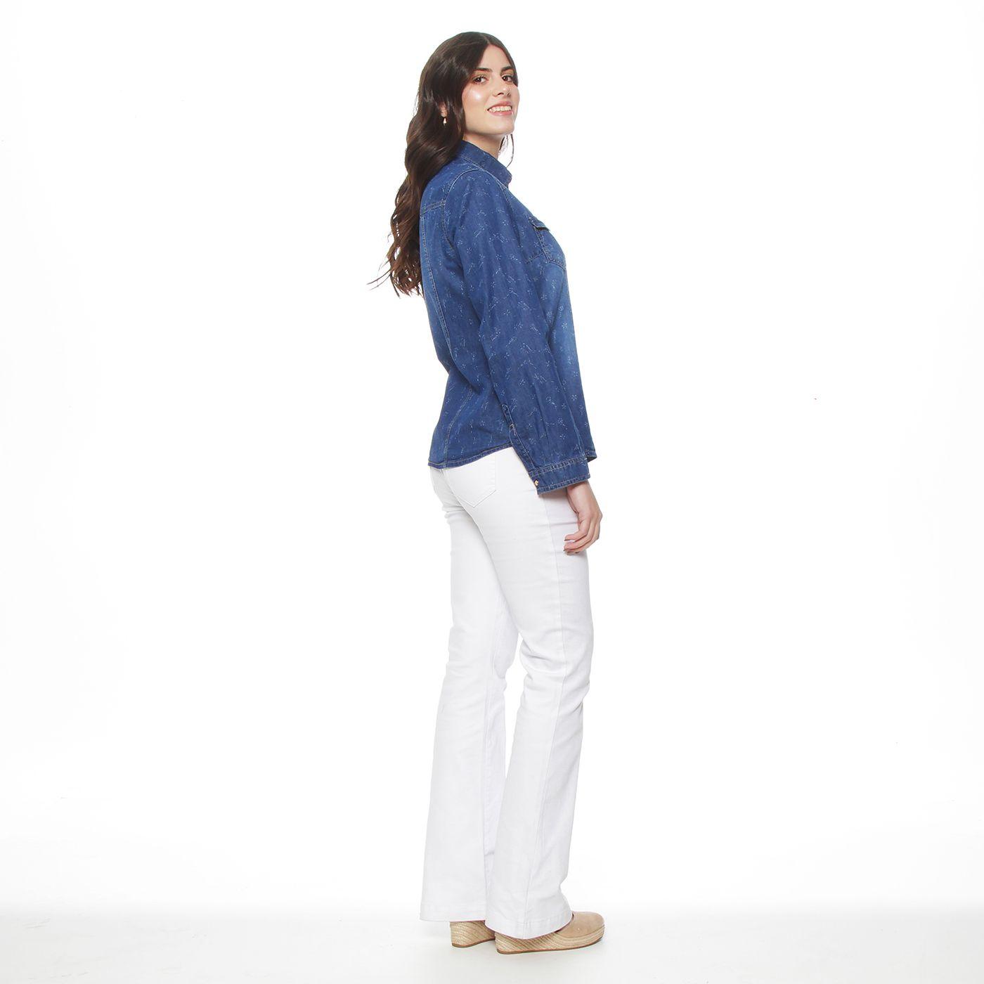 Blusa Denim Cuello Camisero Print-6